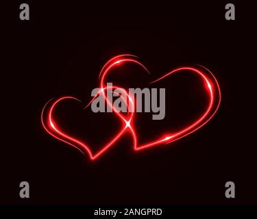 Abstract background vector heart electric light. Spark flash effect. Bright curved line. Neon glowing curves. Stock Vector