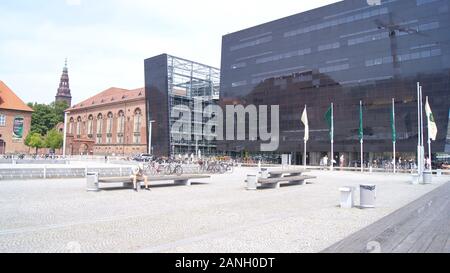 COPENHAGEN, DENMARK - JUL 06th, 2015: The Black Diamond, The Copenhagen Royal Library Det Kongelige Bibliotek is the national library of Denmark in Stock Photo