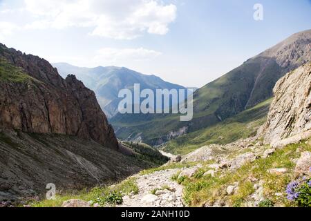 Mountains of Tian Shan range in Kyrgyzstan near Ala Archa National Park Stock Photo