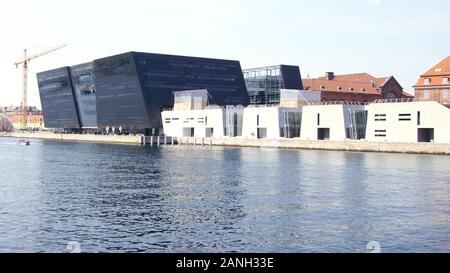 COPENHAGEN, DENMARK - JUL 06th, 2015: The Black Diamond, The Copenhagen Royal Library Det Kongelige Bibliotek is the national library of Denmark in Stock Photo