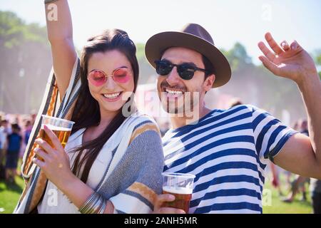 Good vibes only with my boyfriend at the festival Stock Photo