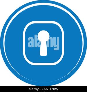 Blue key hole icon vector sign isolated on white background. Blue key hole symbol template color editable Stock Vector