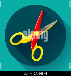 Stationery colored plastic scissors icon, vector illustration. Stock Vector
