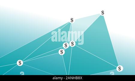 Digital dollar internet payment, money connection infographic vector diagram Stock Vector