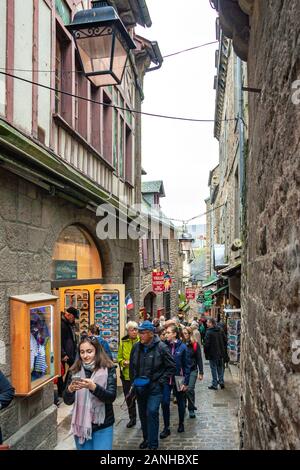 alley in Mont Saint Michel, Normandy, France Stock Photo