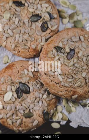 delicious cookies with seeds on the table Stock Photo