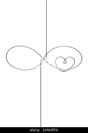 The sign of infinite love is drawn by one continuous line. Isolated stock vector illustration. Can be used as cover for your postcard. Vertical format Stock Vector