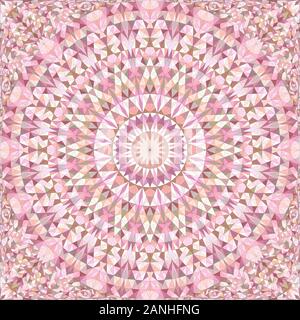 Pink repeating kaleidoscope pattern background - abstract ethnic vector mandala wallpaper graphic from triangles Stock Vector