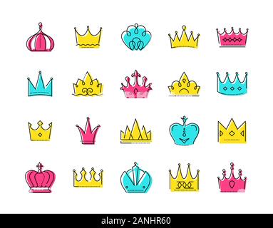 Crowns collection - set of colorful vector icons Stock Vector