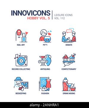 Hobby and activities - line design style icons set Stock Vector
