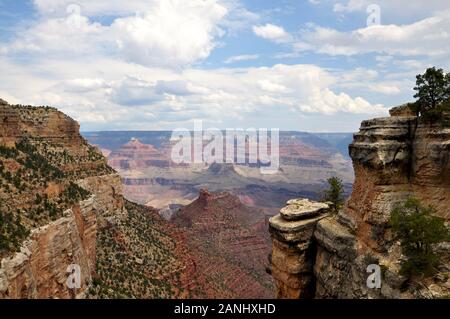Rain over Grand Canyon at Desert Tower Stock Photo