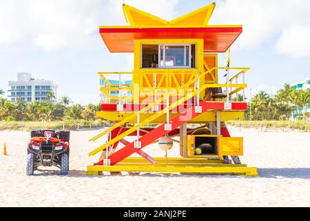 Iconic Lifeguard Tower in Miami Beach. Stock Photo