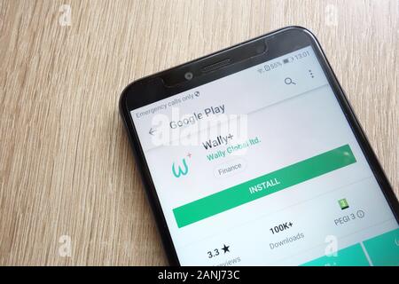 Wally+ app on Google Play Store website displayed on Huawei Y6 2018 ...