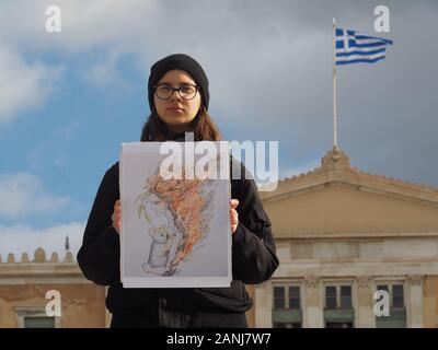 Athens, Greece. 17th Jan, 2020. Activists protest in Athens against climate change and the environmental disaster from the Australia Wildifires. (Photo by George Panagakis/Pacific Press) Credit: Pacific Press Agency/Alamy Live News Stock Photo