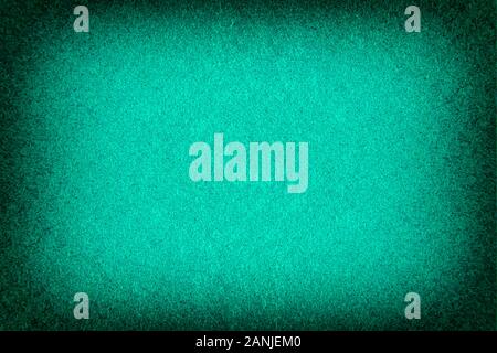 matte background of suede fabric, closeup. texture of bright mint felt with vignette. Stock Photo