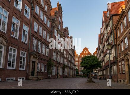 Buildings at the historical Peterstrasse, Hamburg, Germany, Europe Stock Photo