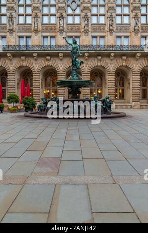 Fountain in the inner courtyard of the town hall, Hamburg, Germany, Europe Stock Photo