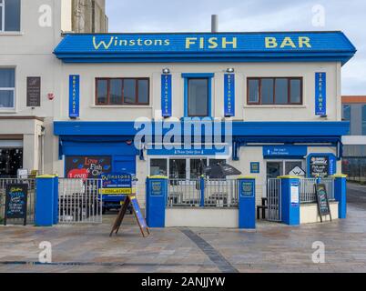 Winstons Fish Bar, Beach Road, Weston-Super-Mare, Somerset, England, UK Stock Photo