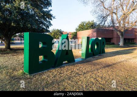 Waco, TX / USA - January 12, 2020: Baylor University Sign Stock Photo