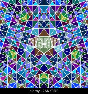 Dynamic geometrical polygonal circular tile triangle mosaic background - hypnotic abstract colorful vector design Stock Vector