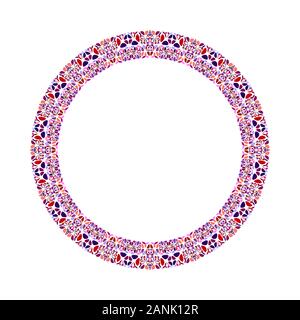 Abstract geometrical floral wreath - round circular vector element Stock Vector