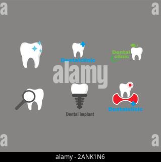 Stylish flat vector logo dental clinic big vector collection Stock Vector