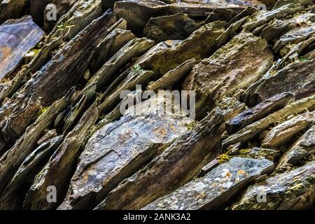 View of different textures of stone walls Stock Photo