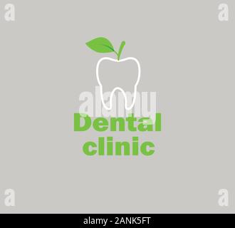vector template - tooth silhouette and leaf Stock Vector