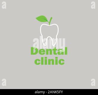 vector template - tooth silhouette and leaf Stock Vector