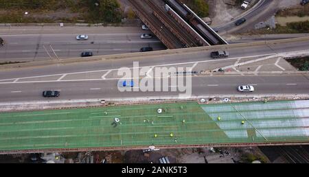 drone aerial I-75 interstate bridge construction Cincinnati Ohio