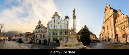 Frohnleiten panorama small town above Mur river in Styria,Austria. Famous travel destination. Stock Photo