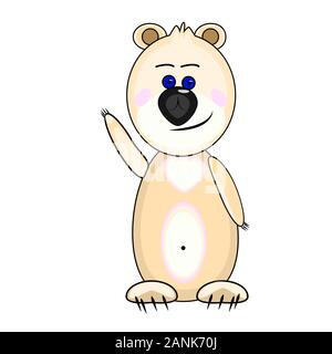 Bear isolated on white background. Simple cartoon Teddy bear flat style design. For invitation, printable, greeting card, sticker, kids book. Vector Stock Vector