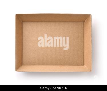 Top view of empty craft cardboard box isolated on white Stock Photo