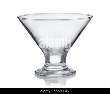 Front view of empty glass ice cream cup isolated on white Stock Photo