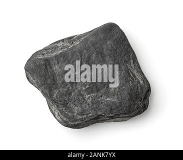 Top view of flat grey stone isolated on white Stock Photo