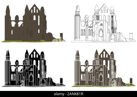 Whitby abbey in front view Stock Vector
