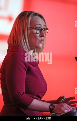 Rebecca Long-Bailey launches her campaign for Labour Party leadership at a members and supporters' event in The Science & Industry Museum, Manchester. Stock Photo