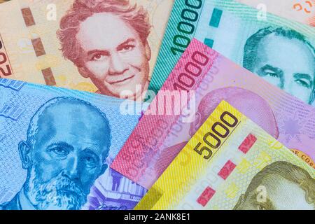 Costa Rican money, paper banknotes of a country from Central America Stock Photo