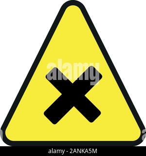 Triangular yellow Warning Hazard Symbol, vector illustration. Harmful yellow sign on a white background. Part of a series. Stock Vector