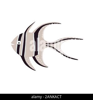 Sea fish. Banggai cardinalfish illustration. Vector illustration. Stock Vector