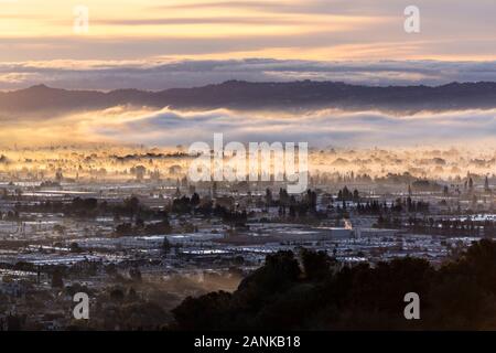 Los Angeles California clearing winter storm sky at dawn.   Photo taken at Santa Susana Pass State Historic Park. Stock Photo