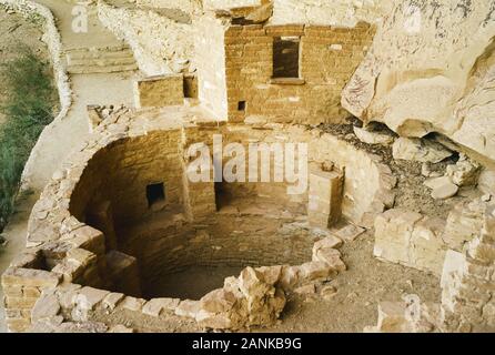 Kiva, a Round Ceremonial Room in Cliff Palace Ruins, Mesa Verde National Park, Colorad, United States Stock Photo