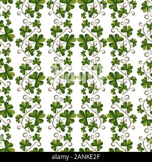 Shamrock clover hand drawn seamless pattern Stock Vector