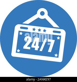 Creative element design from stock market icons collection. Pixel perfect Non-stop, open shop, 24 hours & 7 days sign icon for commercial, print media Stock Vector