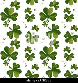 Shamrock clover hand drawn seamless pattern Stock Vector