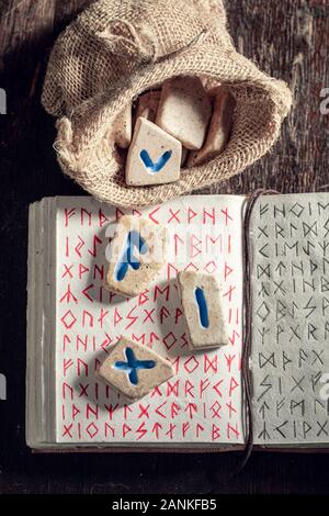 Original fortune teller from rune stones based on futhark alphabet ...
