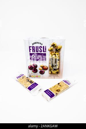 Jordans Frusli Raisins and hazelnuts Chewy Cereal bar pack of six. Stock Photo