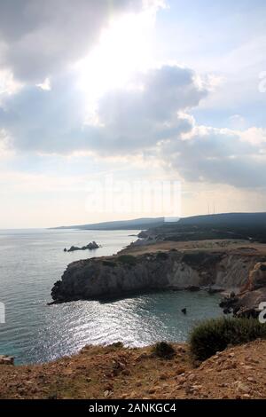 Blick vom Kap Apostolos Andreas, auch Kap Sankt Andreas oder Kap Zafer,nach Südwesten, Dipkarpaz/Rizokarpaso, Türkische Republik Nordzypern Stock Photo
