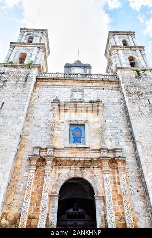 Built in 1706, the Cathedral of San Gervasio Church in Valladolid, Yucatan, Mexico, is also known as Iglesia de San Servacio. Stock Photo