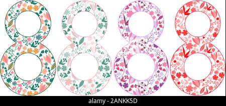 floral pattern font illustration number 8, for women's day Stock Vector